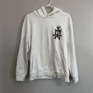 Chrome Heart White Hoodie with Black Graphic. Size M
